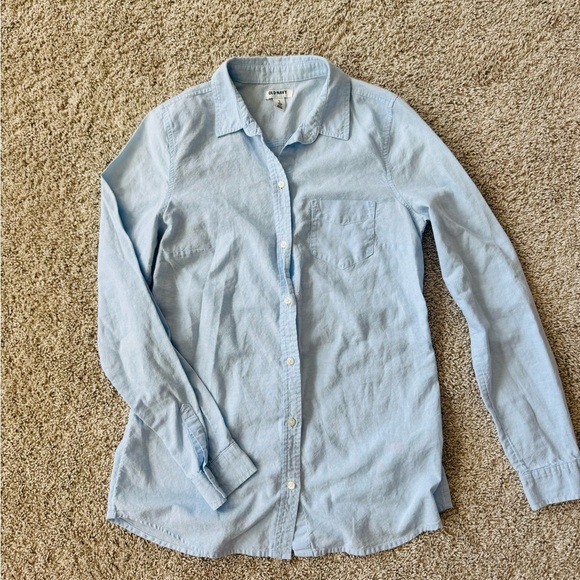 Womens Old Navy Chambray Button-Up Collared Shirt blue Size Small Tall - Picture 2 of 11